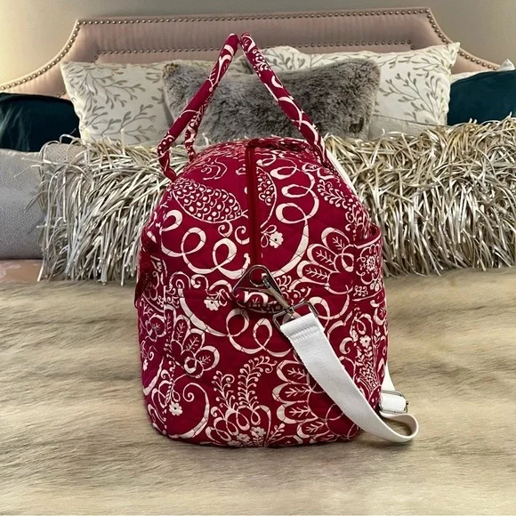 VERA BRADLEY Twirly Birds Pink Weekender Bag Travel Carryon White Quilted 2010 - Picture 5 of 14
